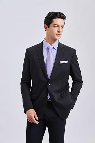 Image of HISDERN Mens Dress Shirt with Tie Pocket Square Set Classic Button Down Shirt Matching Tie Long Sleeve Shirts
