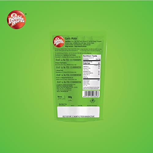 Image of Double Horse Authentic Kerala Style Garlic Pickle (500 g)| Lahsun ka Achaar |Velthulli Achaar| Organic | Poondu Oorugai |Export Quality|Spicy & Tangy | Home Made