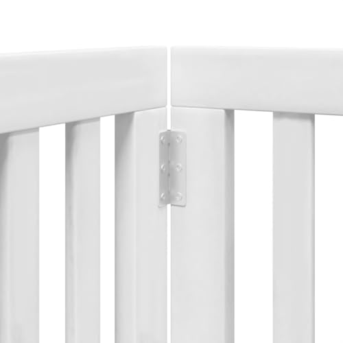 Vidaxl Cancello Cani Porta Pieghevole Bianco 6 Pannelli 300 Cm Pioppo, Cancello Per Cani Con Porta, Cancello Per Cani Per Scale, Cancello Per Cuccioli - 8