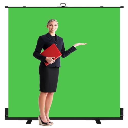LIHONG(78.7x78.7Large Fabric) Pop Up Green Screen Collapsible Chroma Key Backdrop Portable Retractable Photo Background for Tiktok Video Live Game Pull-up&Down Style