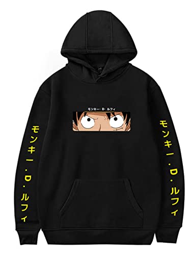 HAOSHENG Hombre Sudadera One Piece Luffy Sudadera con Capucha Deportiva Unisexo Hoodies(L) Cover