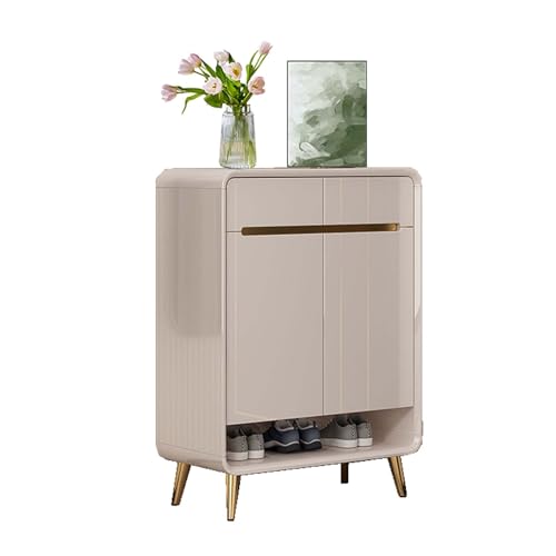 Meuble à chaussures gain de place en bois avec tour réglable en hauteur pour petits espaces