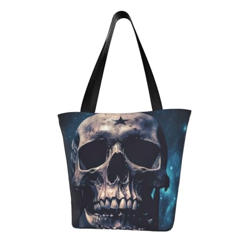 Skull and Stars Print Comfortable Shoulder Bag Summer HandbagTravel Beach Work Daily Use Versatile Carry