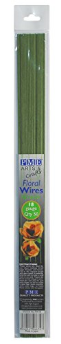 PME Sugarcraft Floral Wires Green 18 Gauge, 14 Inches Long, Pack of 50