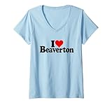 donna amo heart beaverton oregon maglietta con collo a v