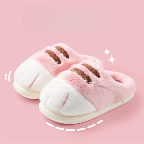 Image of Cat Paw Slippers - Unisex Adults & Kids - Beige - Slip-On - Plush & Memory Sponge Interior - Anti-Slip EVA Sole - Washable - Home Slippers