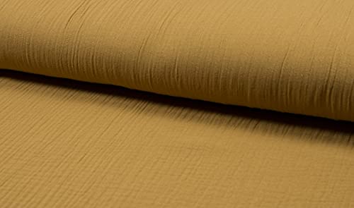 Mousseline double gaze Caramel rouleau tissu coton habillement ameublement
