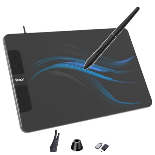 VEIKK Tablet de desenho VK640, tablet OSU de 6 x 4 polegadas com caneta sem bateria, tablet gráfico digital para Android, Windows, Mac, Chrome Linux, suporta função de inclinação, 6 teclas de atalho