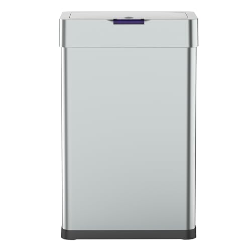 Poubelle de cuisine automatique design 70L DAYTONA en acier INOX avec cerclage