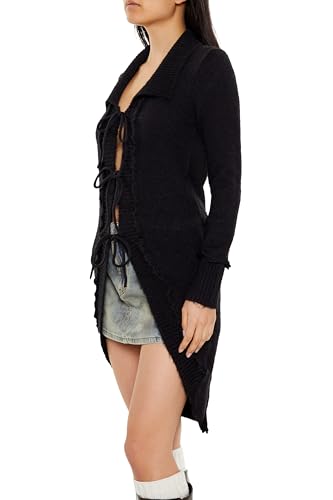 Forever 21 Women's Tie-Front Longline Cardigan Sweater4