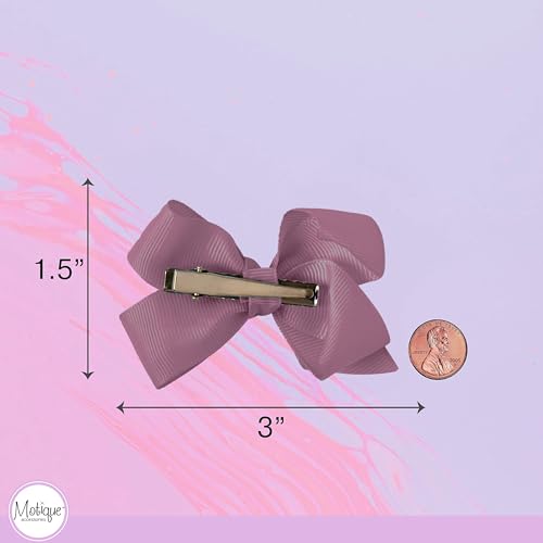 Image of Small Solid Bow for Girls - Set of 12 (Mauve)