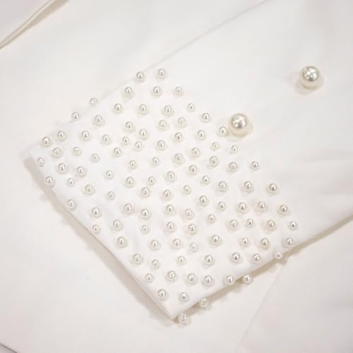 Womens Suit Sets Elegant Pearls Mother of The Bride Dresses Vintage One Button Pocket Blazer Flare Pants Prom Party4