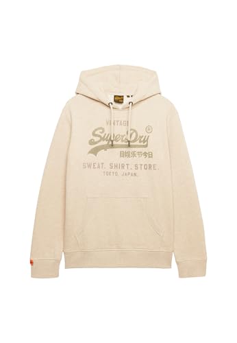 Superdry Herren Lässiges Vintage Logo Heritage Hoodie Pelikanbeige Meliert XL – Ansicht 1
