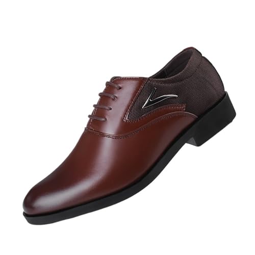 Large Size Men's Casual Leather Shoes All-Match Business Men's Shoes Slip-on Wedding Shoes Oxfords(Black,46)2