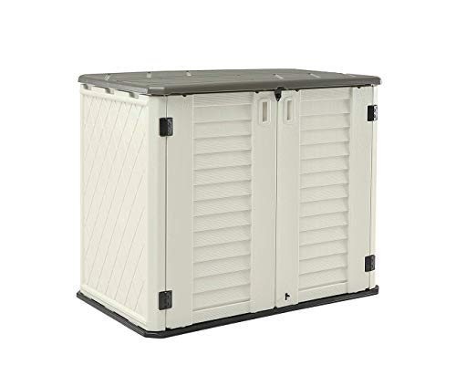 HOMSPARK Horizontal Storage Shed Weather Resistance, Multi-purpose Outdoor Storage Box for Backyards