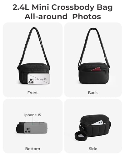 BAGSMART Cross Body Purse, Mini Crossbody Bags for Women Travel Purse, Puffy Shoulder Handbag Wallet with RFID Blocking Slots, Black-small3