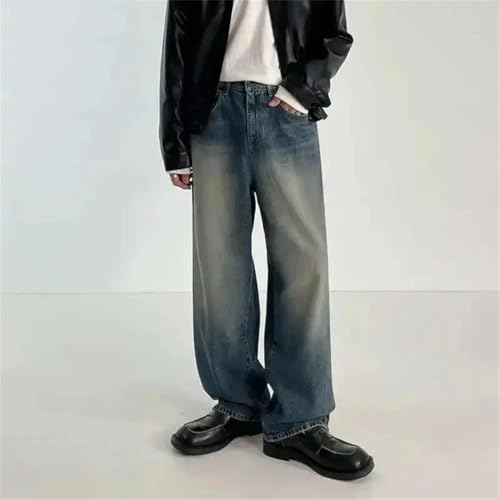Men Jeans Pants Korean Loose Straight High Street Wide Leg Denim Trousers2