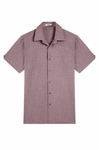 Image of COOFANDY Men's Button Down Shirts Short Sleeve Casual Shirts Summer Beach Linen Shirts with Pocket