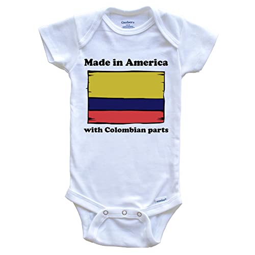 Really Awesome Shirts Made In America With Colombian Parts Funny Colombia Flag One Piece Baby Bodysuit, 24 Months White