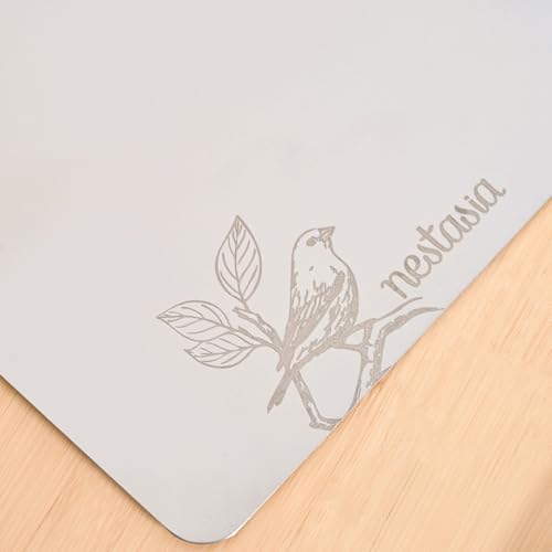 Image of Nestasia Stainless Steel Chopping Board for Kitchen (35cm x 25cm) - Bird Motif Engraved Steel Cutting Board for Chopping Fruits & Vegetables | Anti-Skid, 100% Food Safe & Rust Resistant