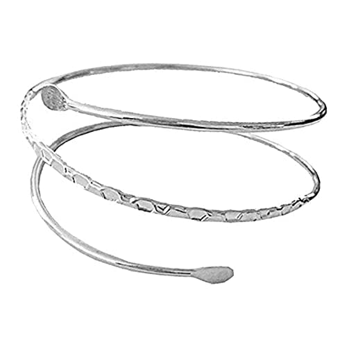 zalati Brazalete de cadena para brazo para griego-romana, filigrana espiral, espiral, boho, puño superior, plateado, 9 cm, 3.5 inch, Metal