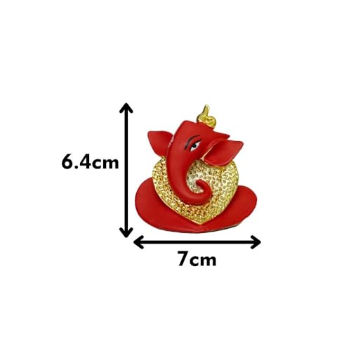 Image of Heart Ganesha - 24kt Gold Plated Idol for Car Dashboard, Pooja Room, Office,Gift & Home Temple | Ganesha Idol for Positivity & Prosperity | Height 2.5 Inch