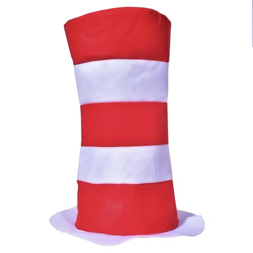 QuanHuo-US Red and White Striped Stovepipe HatTop Hat Costume Accessories for Christmas Halloween Themed Party Women Adults Dress Up (striped hat)
