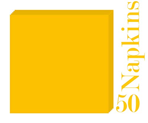Oojami Serves 50 Complete Party Pack Yellow Square Plates, 9" Dinner & 7" Dessert Square Paper Plates, 9 Oz Cups, 3 Ply Napkins, Baby Shower,Office Parties, Birthday, Festivals, Yellow Party Theme #TOP3