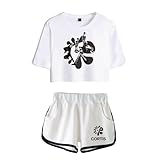 2025 CORTIS Team Fan Support Merch 2-teiliges Outfit - K-Pop Fun Graphic Damen Crop T-Shirt und Shorts Set für K-Pop Fans, Weiß, 1 Weiß, XL