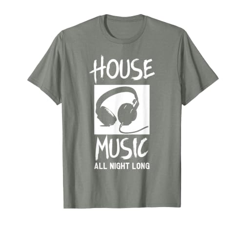 House Music All Night Long DJ T-Shirt T-Shirt, Men, Olive Heather, X-Large
