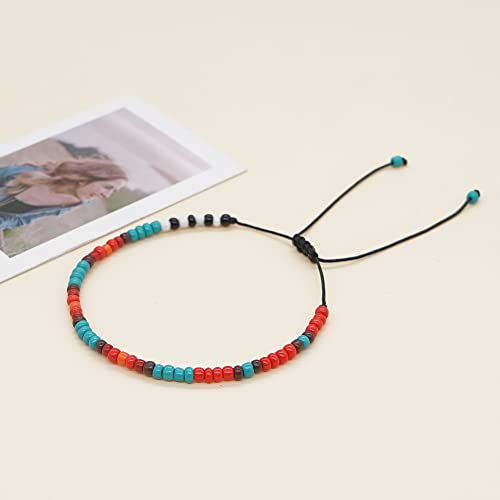 Image of JAYUMO Multicolor Handmade Beaded Adjustable Bohemia Friendship Charm Bracelets for Women Girls