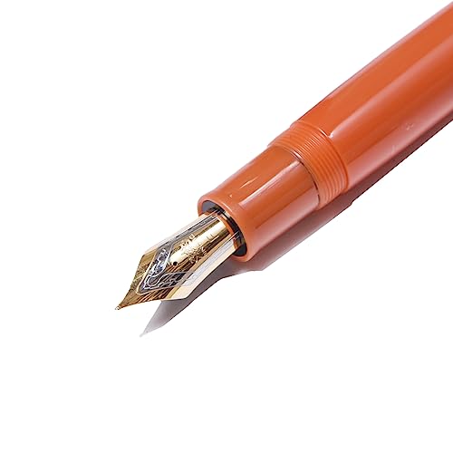 Image of SCHMIDT X159 Fountain Pen Fine Nib Gold and silver Trim for Writing and Calligraphy with Refill Ink Converter (orange (Gold trim))