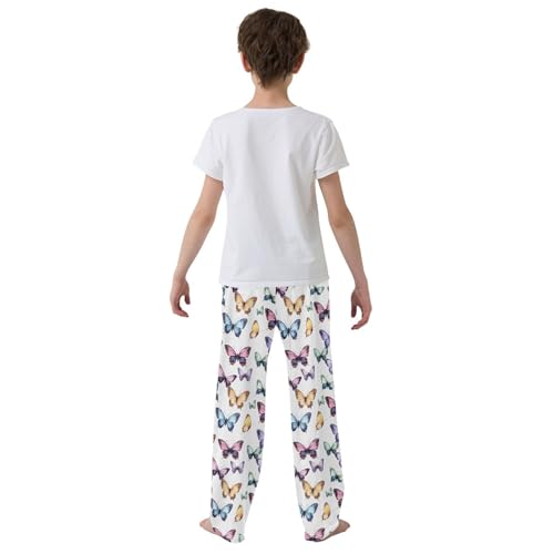Pajama Pants Butterflies White Background PJ Bottoms Sleepwear Lounge Sleep Pant with Pockets3