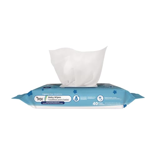 Image of PDI Baby Wipes, Hypoallergenic, Eczema Safe, Fragrance Free, Plant-Based Wipes, 1-Pack, 40 Wipes per Pack, 8.0 x 6.7 in