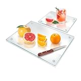 Seelenruhe Tempered Glass Cutting Boards for Kitchen Counter, Clear Cutting Boards for Countertop, Non-Slip, Heat-Resistant, Easy to Clean, Kitchen Decoration, 16x12 & 12x8 2PCS