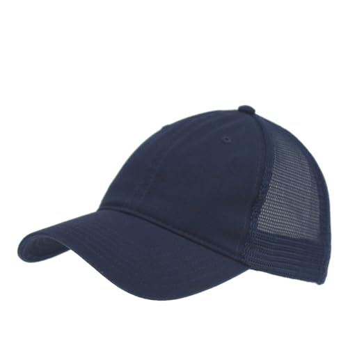 The Vintage Year Washed Cotton Unstructured Soft Mesh Adjustable Trucker Baseball Cap, Navy, One size