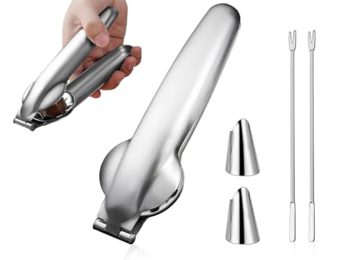 Anlising Chestnut Clip, Chestnut Cutter, Chestnut Tongs, Chestnut Tongs, Nutcracker, Chestnut Cutter, Stainless Steel Crab Needle + Finger Protection, for Walnuts, Chestnuts, Nuts (Silver)