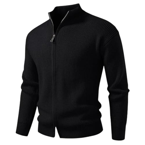 Men's Stand-up Collar Zipper Cardigan, Casual Knitted Slim-fit Sweater
