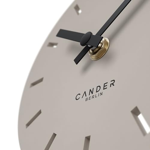 Cander Berlin MNU 2515 P Tischuhr lautlos ohne Ticken 15 cm analog batteriebetrieben warmgrau modern MDF