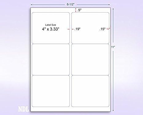 Blank White Permanent Adhesive Labels for Laser/Ink Jet Printer (4" x 3-1/3" - 6 Per Page | 300 Labels)