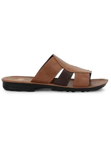Image of Liberty A-HA MPU-58 Casual Flat Sandal For Men - Black,Brown, Tan PU Slip-on Slipper - Stylish Footwear for Travel, Office & Home - Soft Padded Sole - Lightweight and Durable - Outdoor Chappal for Man