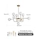 JUJUQI Moderne Sputnik Kronleuchter mit 9 weißen Glaskugeln, Gold Deckenleuchte, Vintage Pendelleuchte, halb eingebaute Deckenlampe für Wohnzimmer Schlafzimmer Küche und Esszimmer