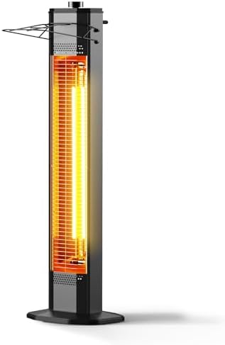 Outdoor Electric Patio Heater, 34-inch 1500W Infrared Tower Heater with Instant Heating, Tip-Over & Overheat Protection, IPX5 Waterproof Space Heater for Patio Garage Workshop Indoor & Outdoor Use