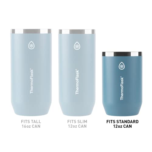 Image of ThermoFlask Standard Can Cooler - 2-in-1 Insulated Can Cooler Cup - Durable Stainless Steel Cooler with Non-Slip Base - Dishwasher-Safe Beverage Can Cooler - 12 oz, Jet Black
