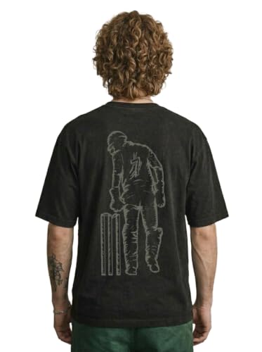 Image of Mens Black Drop Shoulder Round Neck Half Sleeve Graphic Printed T-Shirt | MS Dhoni T Shirt for Men Wicket Keeping Captain Cool Fan Tshirt MSD