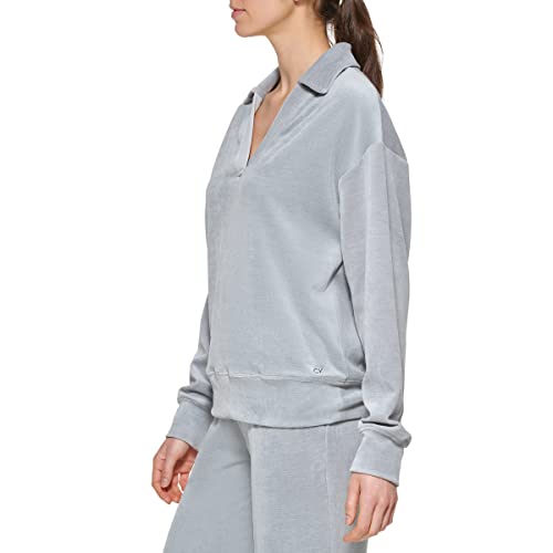 Calvin Klein レディース スウェットシャツ Vネック, Htr Granite, X-Large