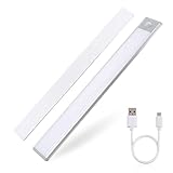 LED Unterbauleuchten mit Bewegungsmelder, USB Wiederaufladbar Batterie Schrankleuchten, 3000K Warmweiß Nachtlicht, 30CM Schranklicht für Schrank Küchen Treppe Schublade
