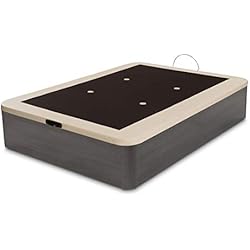 DORMIDAN - Canapé abatible Gran Capacidad Esquinas Redondeadas macizas, Base tapizada en 3D Transpirable/Polipiel, 4 válvulas de aireación, 135x190cm, Color Ceniza