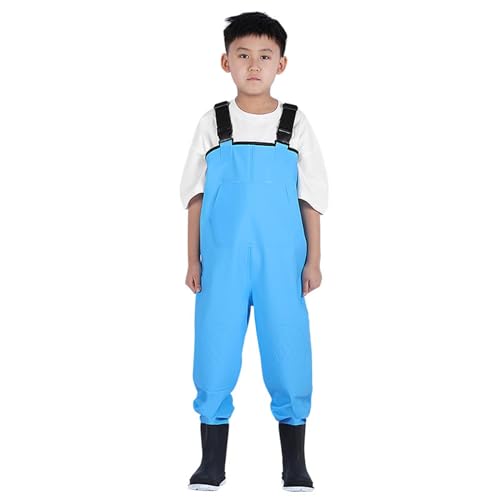 Mejores review On-line Juegos de lanzamiento para jardín los diez mejores. 34 Pantalones de lluvia para niños y niños, botas de lluvia para niños, jardín de infantes, juegos de agua, playa, atrapar el mar, Azul-cielo, 13-15 años