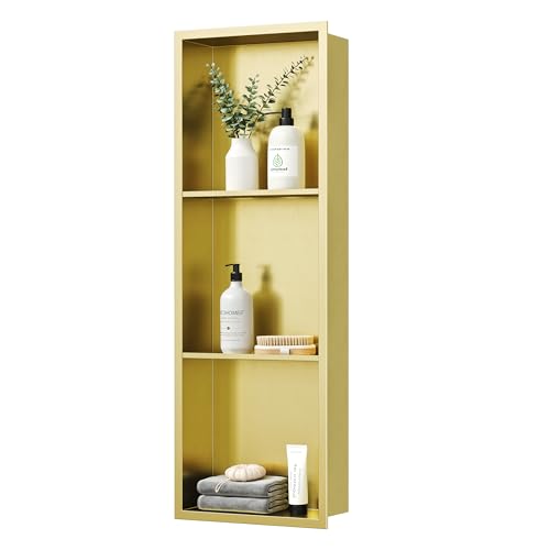 Neodrain Stainless Steel Shower Niche, NO Tile Needed Recessed Shelf for Bathroom Storage, 3-Tier...
